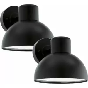 Image of Loops - 2 pack IP44 Outdoor Wall Light Black Zinc Steel 1x 40W E27 Porch Lamp