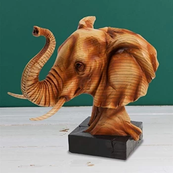 Image of Naturecraft Wood Effect Resin Figurine - Elephant Head