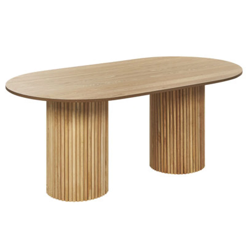 Image of Beliani Dining Table Sheridan Natural Ash Wood 180 Cm 100 Cm