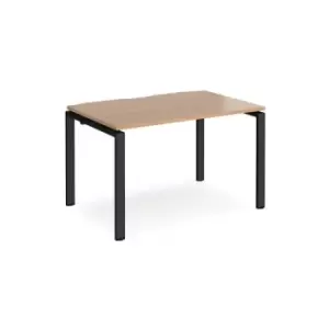 Image of Bench Desk Single Person Rectangular Desk 1200mm Beech Tops With Black Frames 800mm Depth Adapt