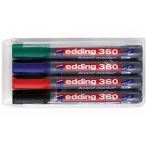 Original Edding 3604S Whiteboard Marker Bullet Tip 1.5 3mm Line Assorted Colours Pack of 4 Whiteboard Markers