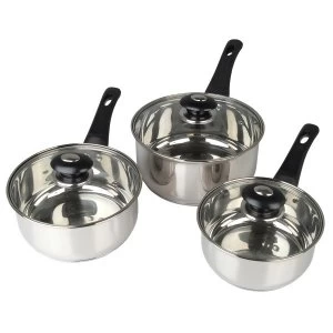 Supreme Vision 3pc Stainless Sauce pan Set with Glass Lids Stainlees Steel 41 x 27 x 5.5 cm