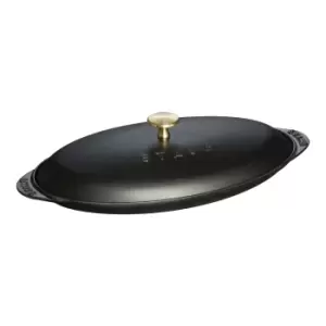 image of Staub Specialities 31cm oval Cast iron Oven dish with lid black