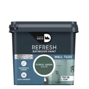 image of Maison Deco Refresh Bathroom Wall Tile Paint Forest Green - 750ml