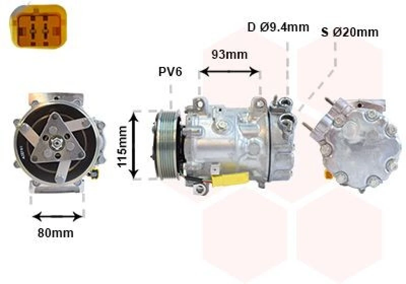 Image of VAN WEZEL Air conditioning compressor VAN WEZEL 0901K706