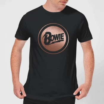Image of David Bowie Rose Gold Badge Mens T-Shirt - Black - 3XL - Black