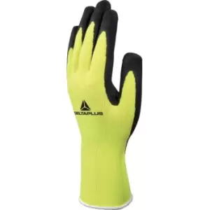 Image of APOLLON VV733 Polyester Safety Gloves with Latex Coating Yellow - Size 8 - Delta Plus