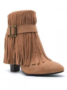 Qupid Madge fringe boot White