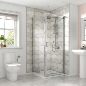 image of Wickes Square Pivot Semi Frameless Shower Enclosure - Chrome 900 x 900mm