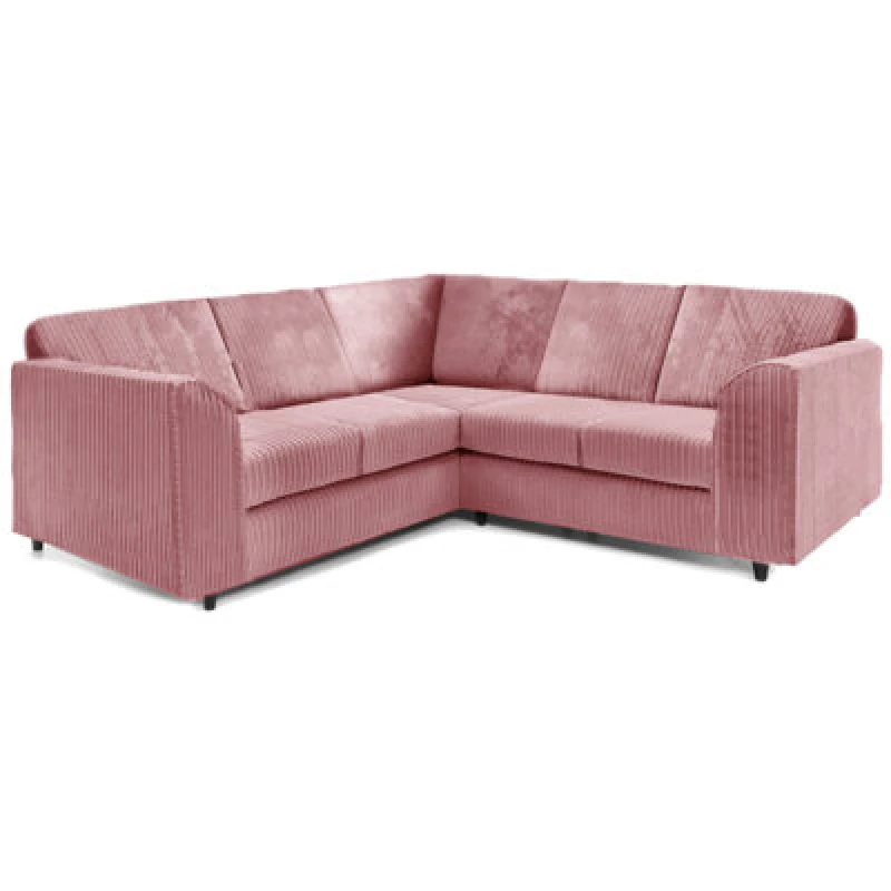 Image of Furnishings For Less UK Ferguson Pink 5 Seater Fabric Corner Sofa L Shaped Jumbo Cord - Full Back