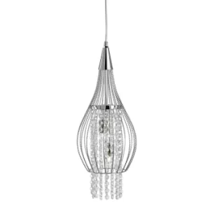 Image of Rocket 2 Light Ceiling Pendant Chrome with Glass Crystals, G9