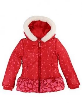 image of Billieblush Billieblush Girls Ruffle Heart Print Coat