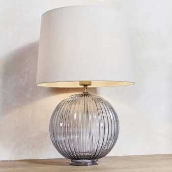 Image of Jemma 1 Light Table Light Smokey Grey Ribbed Glass & Satin Nickel Plate (Base only), E27