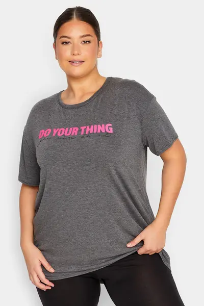 Image of Yours Printed Active T-Shirt Grey