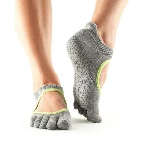 Image of Toesox Bellarina Full Toe Non Slip Socks Heather Grey - Medium UK Size 6-8.5