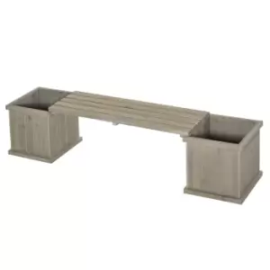 image of Outsunny Wooden Garden Planter and Bench Combination Raised Bed Grey