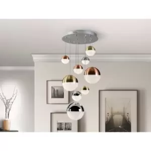 Image of Schuller Sphere - Dimmable 9 Light Integrated LED Light Pendant Light Cluster Drop, Copper, Satin Brass, Chrome, Bluetooth control