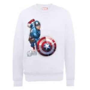 Image of Marvel Avengers Assemble Captain America Comic Burst Sweatshirt - White - XL