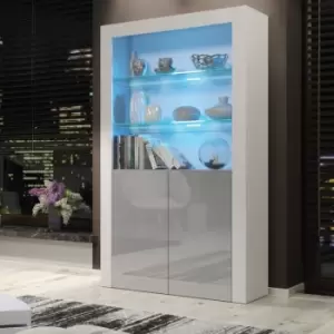 Image of Modern Sideboard Display Cabinet Cupboard tv Stand Living Room High Gloss Doors - White & Grey - White & Grey