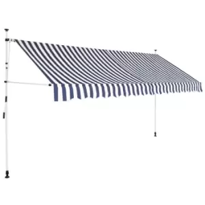 Image of VidaXL Manual Retractable Awning 400cm Blue and White Stripes