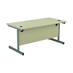 Image of 1600 X 800 Single Upright Rectangular Desk Maple-Silver