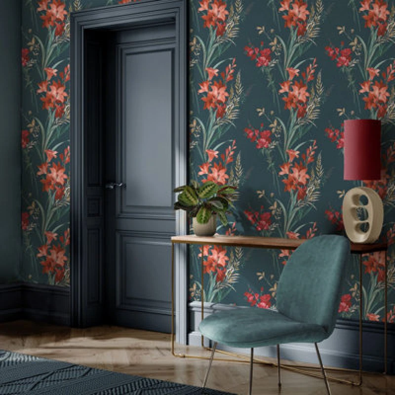 Image of Belgravia Decor Thalia Teal Wallpaper