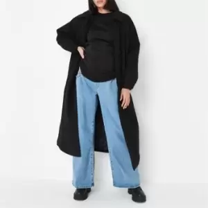 image of Missguided Longline Button Front Maternity Coat - Black