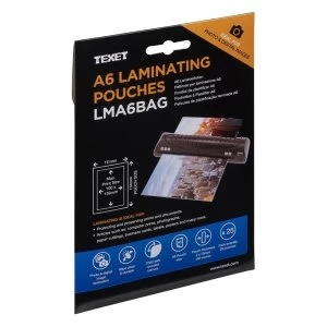 image of Texet Laminating Pouches A6 Pack of 25