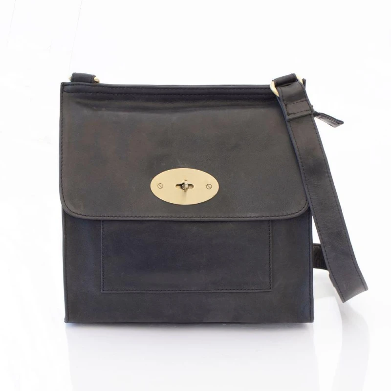 Image of PRIMEHIDE 'Columbia' Leather Ladies Crossbody Bag Black