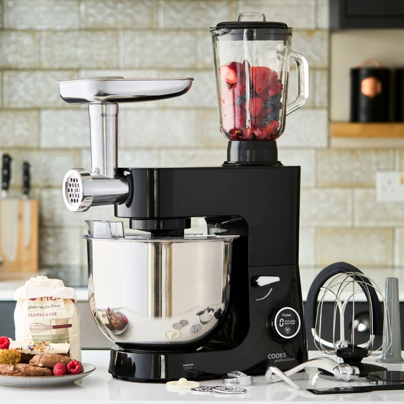 Image of Cooks Professional Multi-Function 8L Digital Stand Mixer 1800W with 8L Bowl in Black Unisex