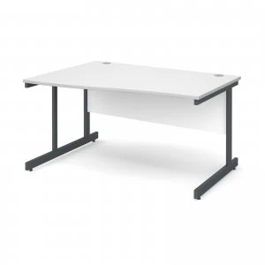 image of Contract 25 Left Hand Wave Desk 1400mm - Graphite Cantilever Frame wh