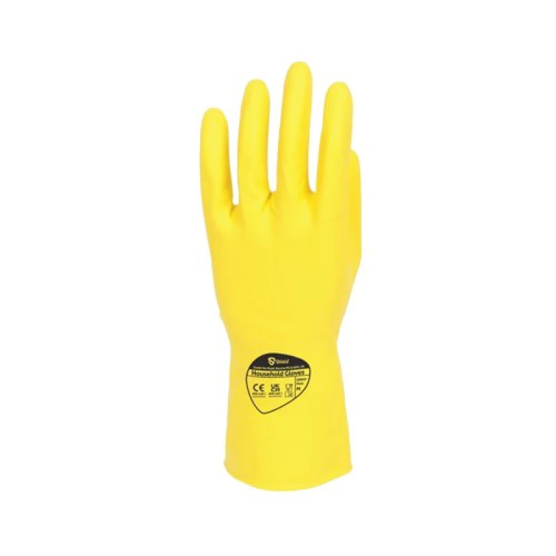Image of Shield Rubber Household Gloves 0.33mm 30cm Pairs Yellow (12 Pack) GR03Y12