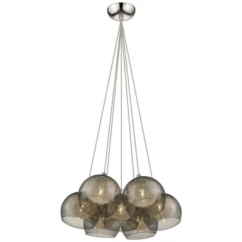 image of Spring Lighting - 7 Light Cluster Pendant Chrome, Smoked grey with Glass Shades, G9