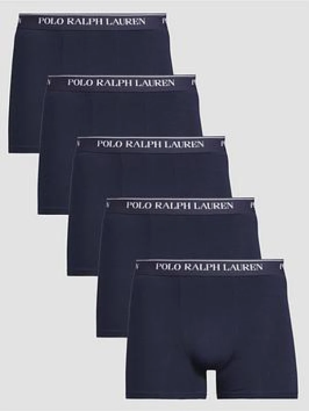 Image of Polo Ralph Lauren Mens 5 Pack Classic Trunk Boxer Shorts - Navy - L Blue Underwear and Nightwear male 714864292009 L