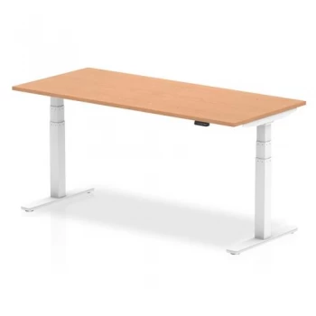 Image of Trexus Sit Stand Desk Height-adjustable White Leg Frame 1800800mm Oak