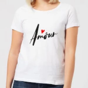 Image of Amour Script Womens T-Shirt - White - 3XL