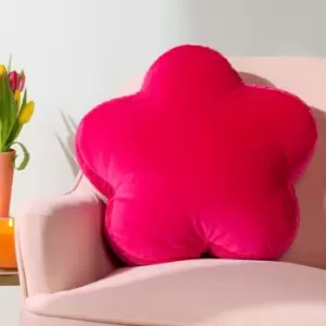 image of Flower Velvet Reversible Cushion Hot Pink