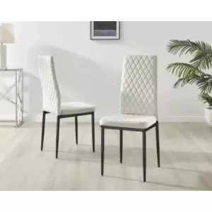 Image of Furniturebox UK - Set of 4 Furniturebox Cream Velvet Milan Dining Chairs With Black Legs