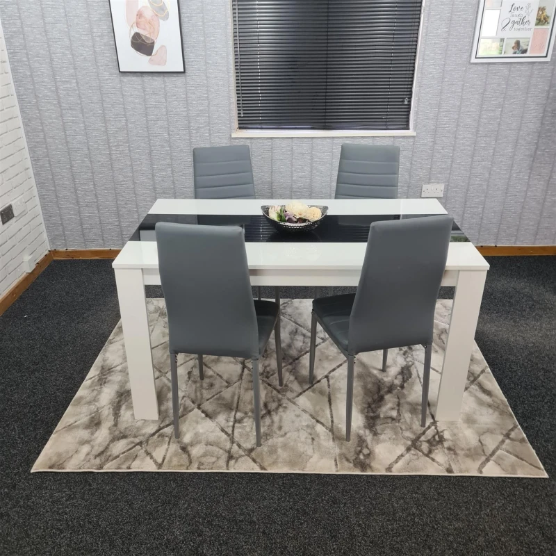 Image of KOSY KOALA Dining Table Set with 4 Chairs Dining Room, and Kitchen table set of 4 White