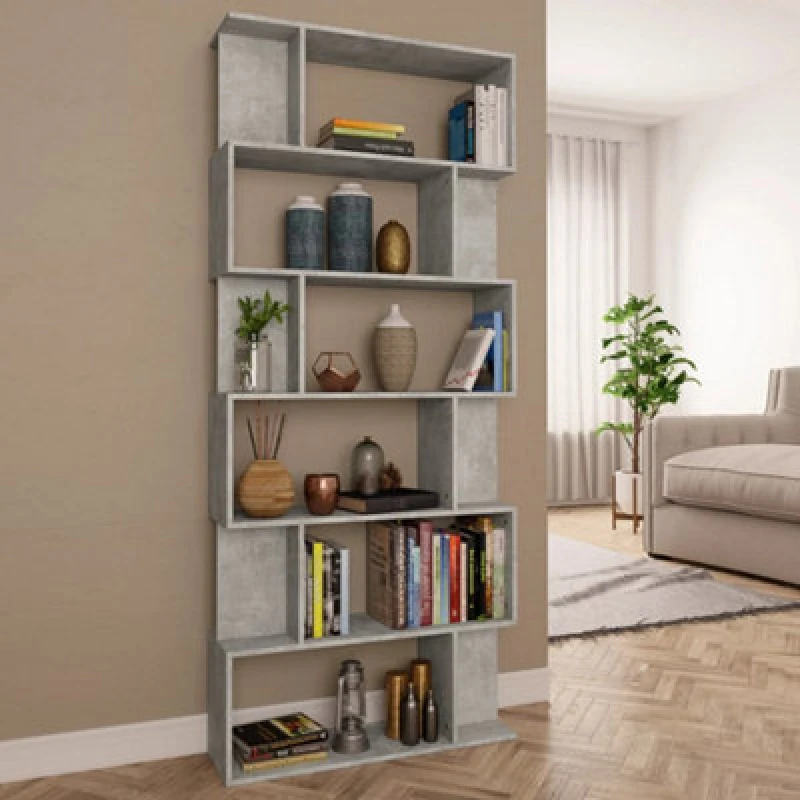 Image of Book Cabinet/Room Divider Concrete Grey 80x24x192cm Chipboard