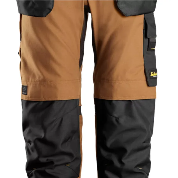 image of Snickers AllroundWork Canvas+ Stretch Work Trousers+ Holster Pockets - Brown/Black - 100