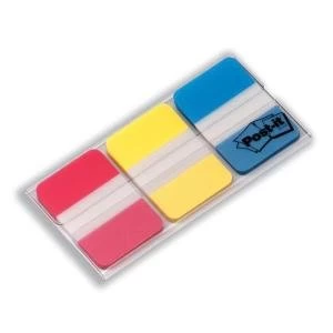 Image of Post it Index Strong 25mm Durable Tabs Red Yellow Blue 3 x 22 Tabs