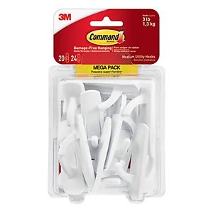 Image of Command Medium Utility Hook White Pack of 20