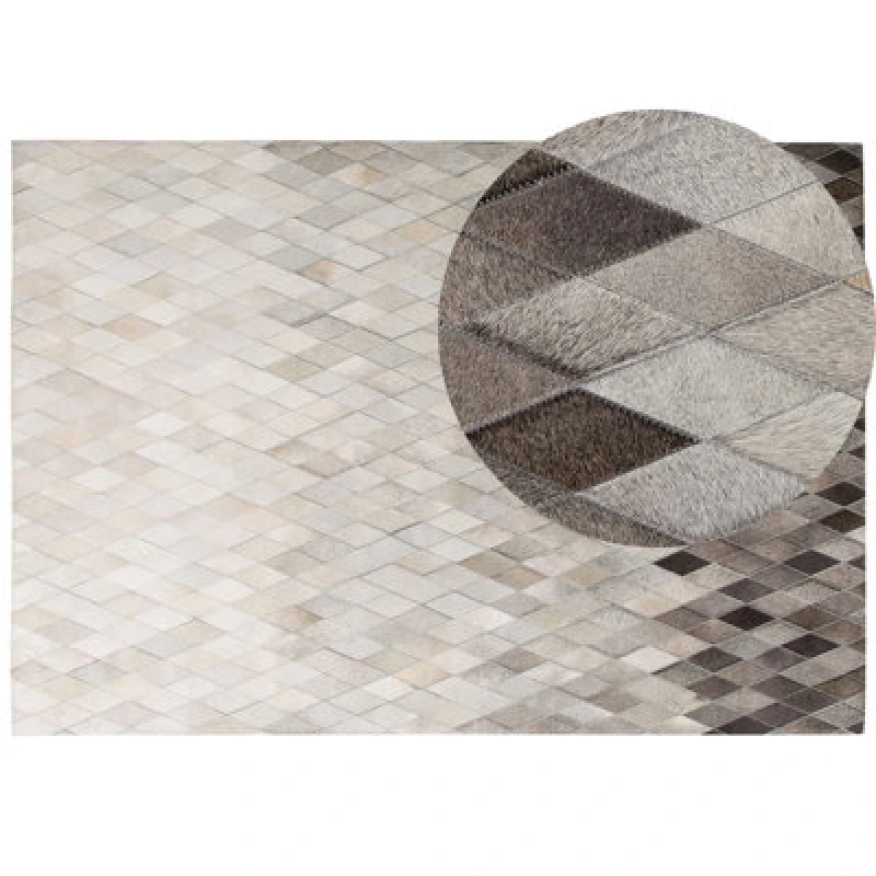 Image of Beliani Rug Maldan Beige 160 X 230 Cm Leather