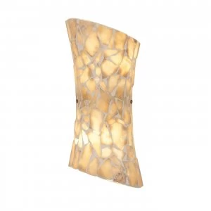 Image of 2 Light Indoor Wall Light Satin Nickel, Mosaic Natural Stone, E14