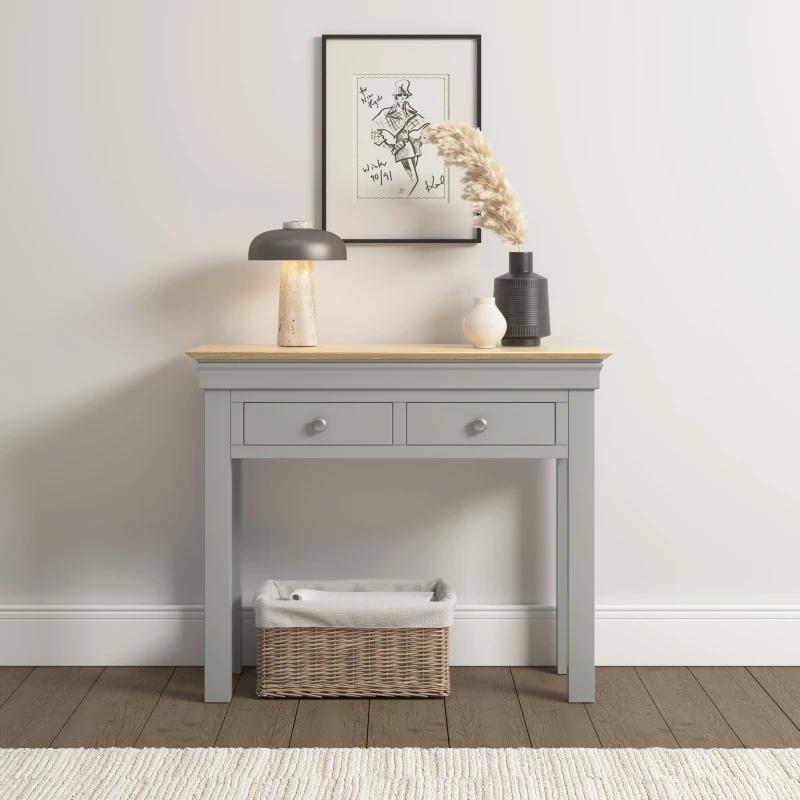 Image of Seconique Bordeaux Console Table - Pebble Grey/oak Fully Assembled