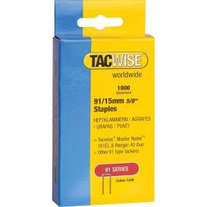 image of Tacwise Type 91 Narrow Staples 15mm Pack of 1000