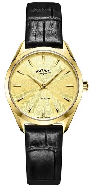 image of Rotary LS08013/03 Ultra Slim Womens Gold Leather Watch