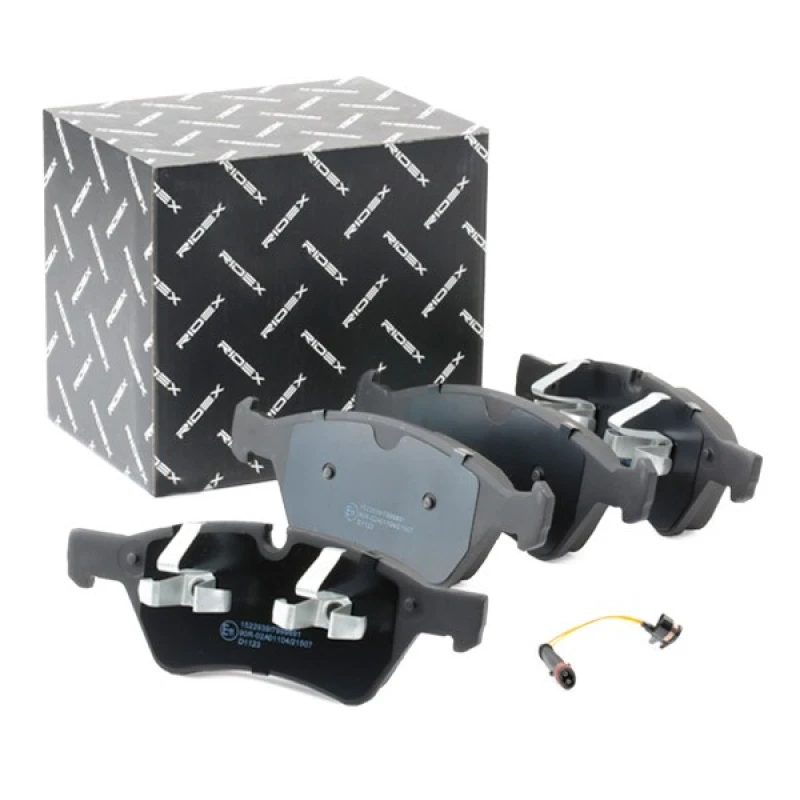 Image of RIDEX 3405B1608 Brake disc and pads set Front Axle, prepared for wear warning indicator, with piston clip Brake Set,disc brakes (3405)