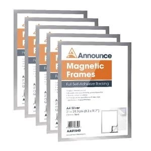Image of Announce Magnetic Frame A4 Silver Pack of 5 AA01841